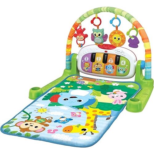 winfun Jungle Pals Kick N Play Musical Mat for Babies 0+ | Tummy Time & Lay Play Modes | Light-Up Piano, Detachable Toys, Rattles | Sensory Development Baby Playmat | CPS Stage 1 | Gift Idea