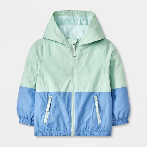 Boys' Colorblock Full Zip Windbreaker Jacket - Cat & Jack™ Blue/green 2t