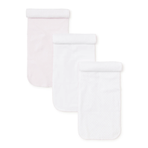 Kissy Dots Pink 3 Pack Burp Set w/ Tulle Bag