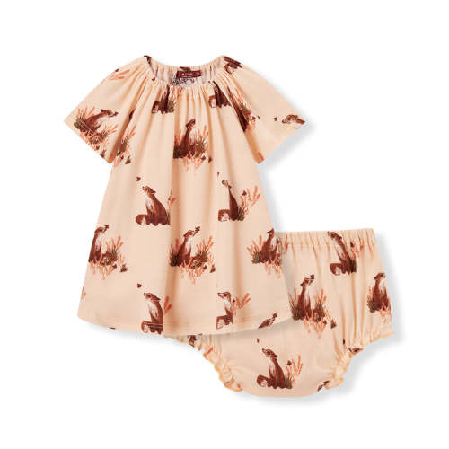 Floral Fox Organic Cotton Dress & Bloomer Set