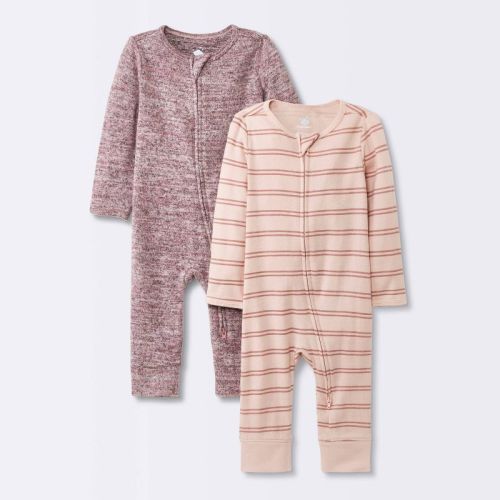 Baby Girls' 2pk Cozy Romper - Cloud Island™ Pink, Size: 3-6M