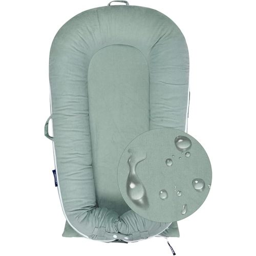 Waterproof Corduroy Lounger Cover for Dockatot Deluxe+ Docks | MEXXI Breathable Cotton Baby Lounger Extra Cover | Hypoallergenic Baby Nest Replacement Cover (Cover Only) (Sage Green)