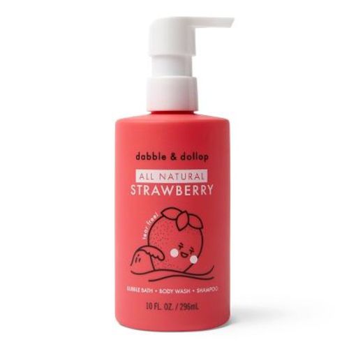 Dabble & Dollop Kids' 3-in-1 Shampoo, Body Wash & Bubble Bath - Strawberry - 10 fl oz