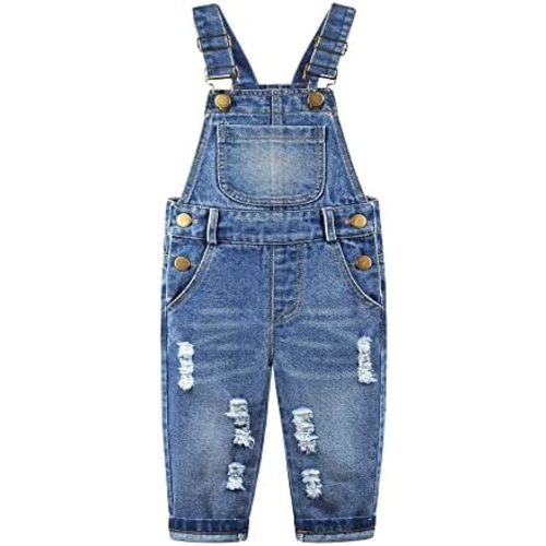 KIDSCOOL SPACE Baby Girl Boy Jean Overalls,Little Kid Bib Pocket Denim Workwear