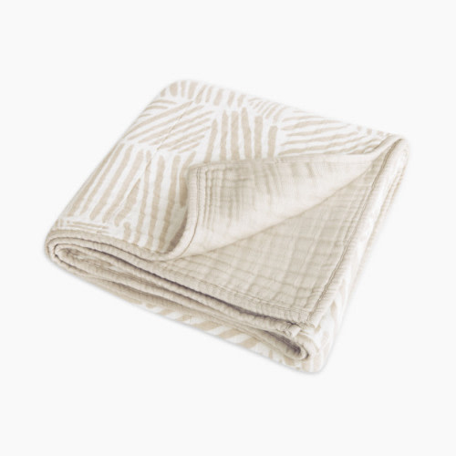 babyletto Quilt in 3-Layer GOTS Certified Organic Muslin Cotton - Oat Stripe