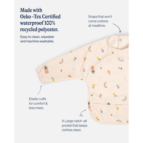 Smock Bib  / Fruit Print Grapefruit / 6mo - 2yrs