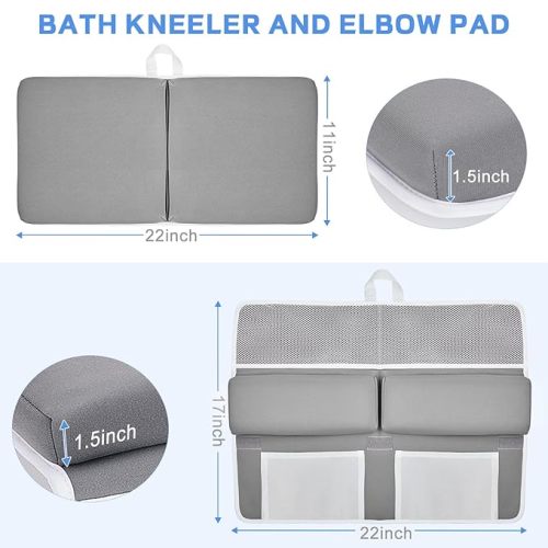 Baby Bath Kneeler and Elbow Rest Pad Set, Bathtub Kneeling Pad for Toddler, Baby Accessories for Bath, Relieve Your Knees and Elbows - Black