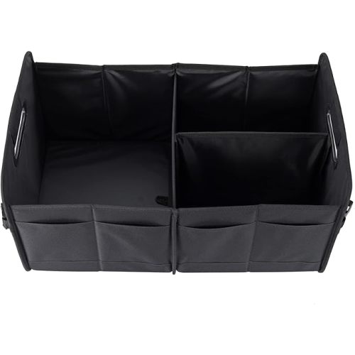Car Trunk Organizer Car Storage Organizer Collapsible Multi Compartment Car Organizer Adjustable Straps Car Organizer for SUV(Black) - black