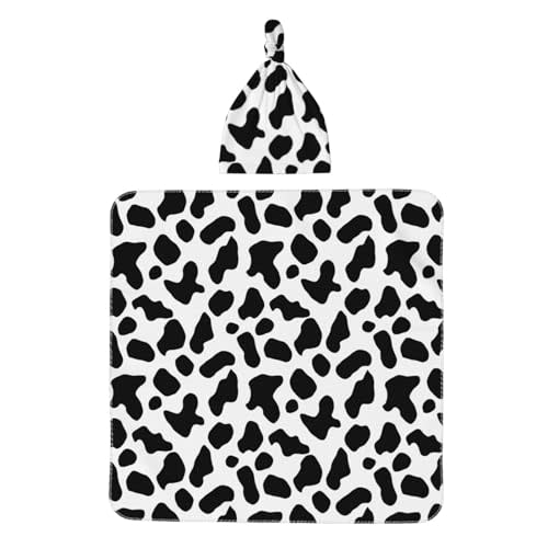 Cow Print Baby Swaddle Blanket with Beanie Set, Newborn Receiving Blankets 35.4"X 35.4" Black and White Soft Swaddle Wrap Baby Stuff for Infant Boy Girl Gift