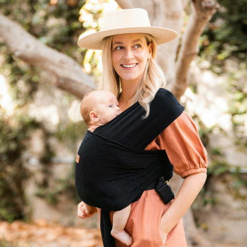 MOBY Easy-Wrap Baby Carrier in Black Eyelet