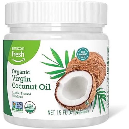 Amazon Fresh, Organic Virgin Coconut Oil, 15 Fl Oz (Previously Happy Belly, Packaging May Vary)