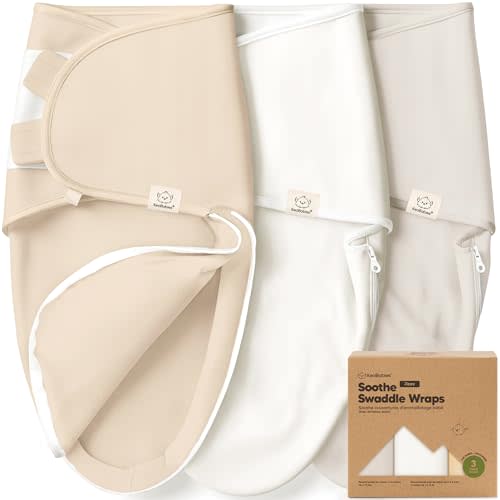 KeaBabies Baby Swaddle Sleep Sacks with Zipper - 3-Pack Swaddles for Newborns 0-3 Months, Infant, Baby Girls,Boys,Soft & Durable Newborn Sleep Sack,Easy Diaper Change Swaddling Blanket (Purest, OS)
