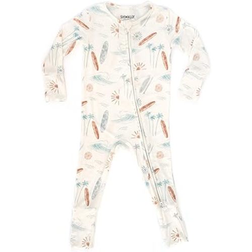 Organic Baby Bamboo Rompers with 11 Signature Prints - Infant Zipper Jumpsuits