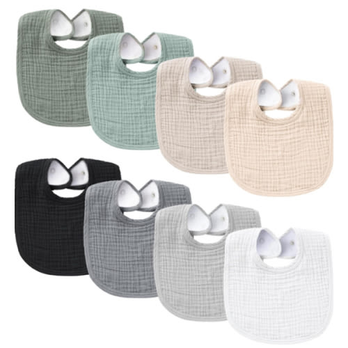 Konssy Muslin Baby Bibs 8 Pack Baby Bandana Drool Bibs Cotton for Unisex Boys and Girls, Soft Absorbent Set for Teething and Drooling