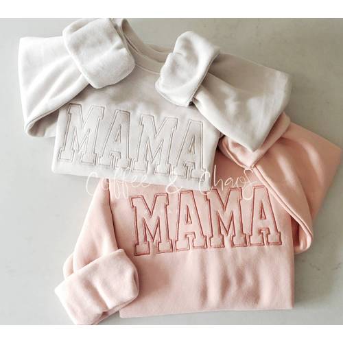 MAMA Neutral Embroidered Sweatshirt- Unisex Sizing- Oversized