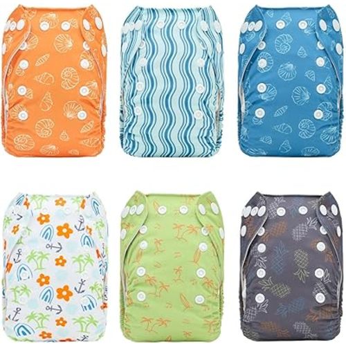 ALVABABY Baby Pocket Newborn for Less Than 12pounds Baby Snaps Cloth Diapers Nappy 6pcs with 12 Inserts 6SVB132