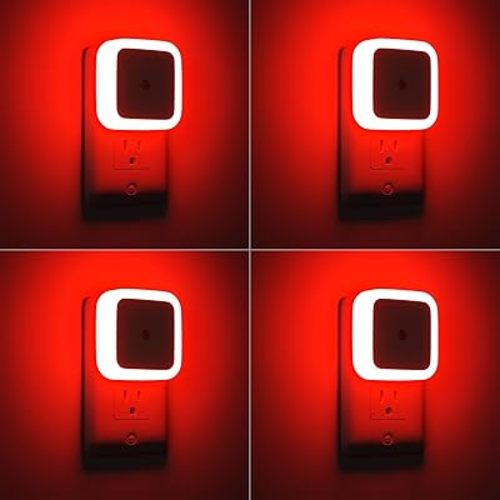 Sujeet Red Night Light, Night Lights Plug into Wall 4-Pack, Nightlight Plug in Night Light, Dusk to Dawn Night Lamp Led Night Light for Kids Bedroom, Bathroom, Hallway