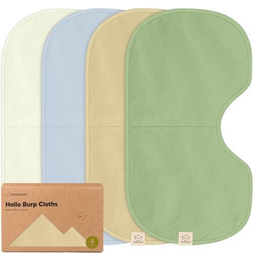 KeaBabies 4-Pack Baby Burp Cloths Baby Girl, Boy - Organic Cotton Burp Cloth, Extra Large, Absorbent, Soft Burping Cloths & Bibs Set for Babies, Newborn Burp Clothes, Thick Burp Rags (Dew)