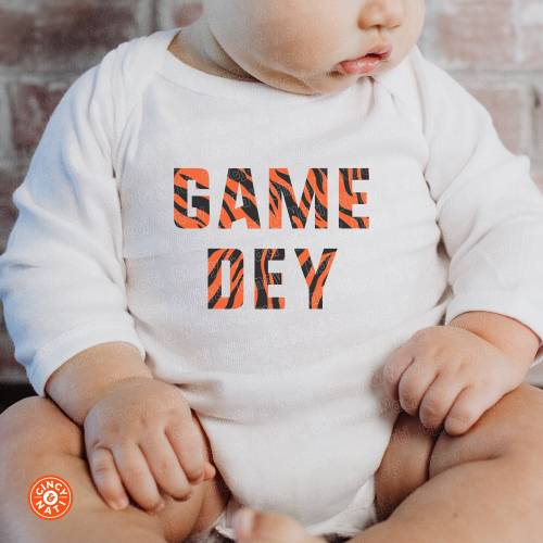 Bengals Fan Game Dey Infant Bodysuit, Cincinnati Fan Game Dey Infant Football Bodysuit, Bengals Fan Infant's Baby Shower Gift Long Sleeve