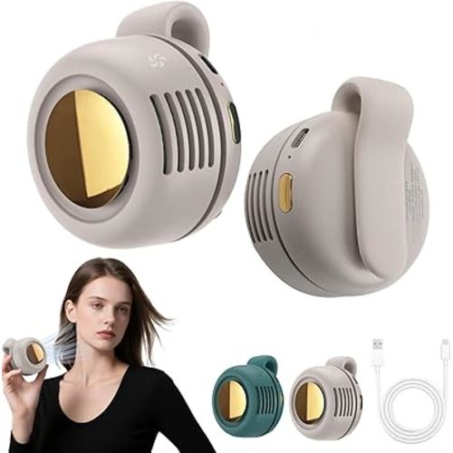 Portable Silent Mini Bladeless Fan Clip On, 2025 New Adjustable 3-Speed Suspended Waist Fans, 360° Rotatable, Suitable for Outdoor & Travel & Office,Travel Accessories (White)