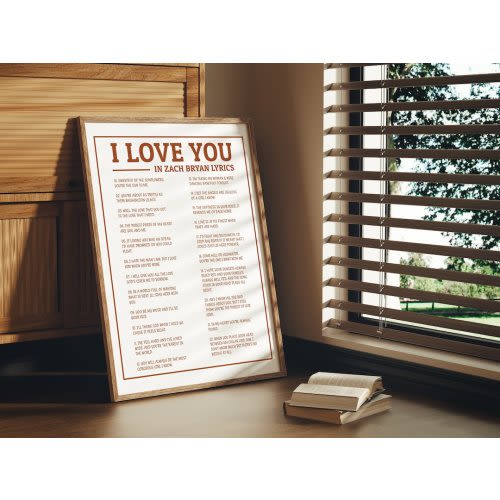 Zach Bryan Wall Art Printable, I Love You in Zach Bryan Lyrics Poster, Coastal Cowgirl, Tour Merch, Country Gallery Wall, Burnt Orange