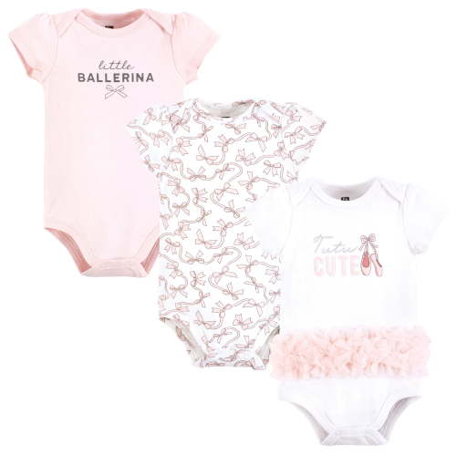 Hudson Baby Infant Girl Cotton Bodysuits, Tutu Cute, 9-12 Months