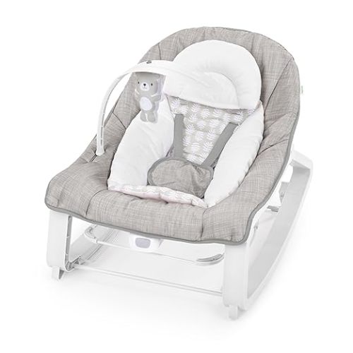 Ingenuity Keep Cozy 3-in-1 Grow with Me Vibrating Baby Bouncer Seat & Infant to Toddler Rocker, Vibrations & Toy Bar, 0-30 Months Up to 40 lbs (Linden)