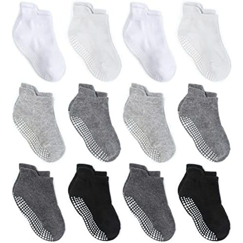 Zaples Baby Non Slip Grip Ankle Socks with Non Skid Soles for Infants Toddlers Kids Boys Girls