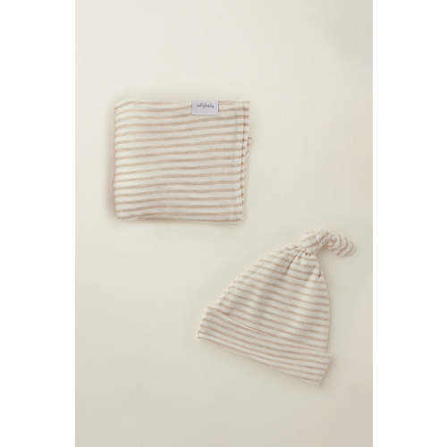 Driftwood Stripe Swaddle + Hat Set