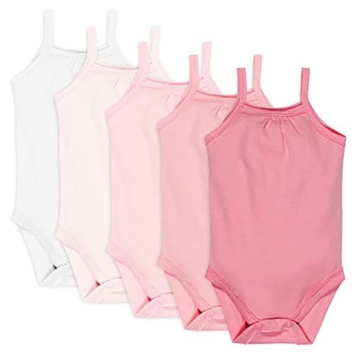 HonestBaby Multipack One-piece Cami Bodysuits 100% Organic Cotton for Baby Girls