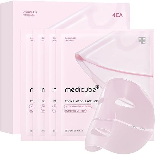 medicube Jelly Gel Mask with Salmon DNA PDRN Pink Collagen | Overnight Face Mask for Glass Glow Skin | Elasticity, Hydrating, Firming and Moisturizing | Korean Skincare, 28g x 4ea
