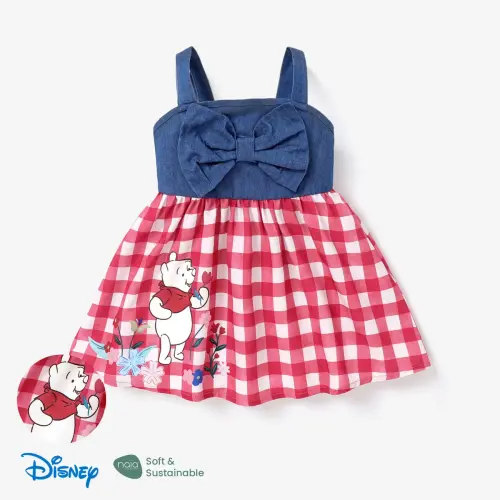 Disney Winnie the Pooh Baby Girls Dresses Graphic Sleeveless Denim Outfits Clothes for Little Girl Sizes 3M-5T Blue
