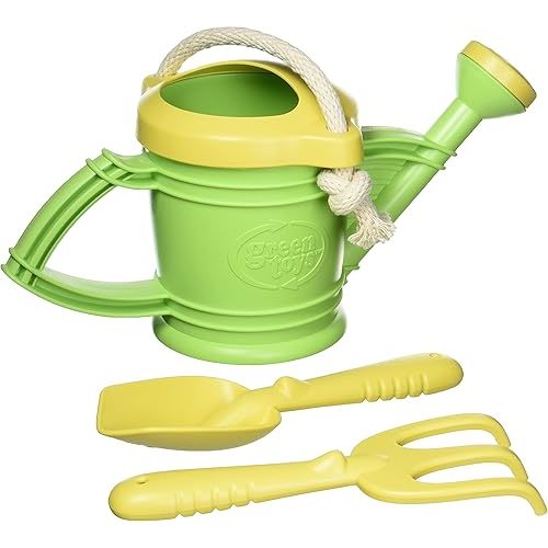 Green Toys Watering Can, Green 4C - Pretend Play, Motor Skills, Kids Outdoor Role Play Toy. No BPA, phthalates, PVC. Dishwasher Safe, Recycled Plastic, Made in USA, Yellow