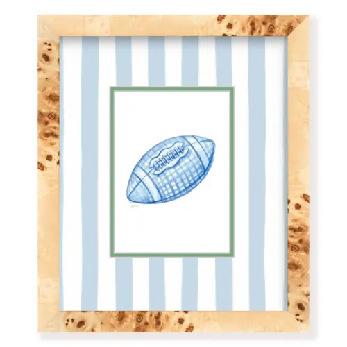 Blue Gingham Watercolor Football Art Print (Vertical & Horizontal Available) — Simply Jessica Marie