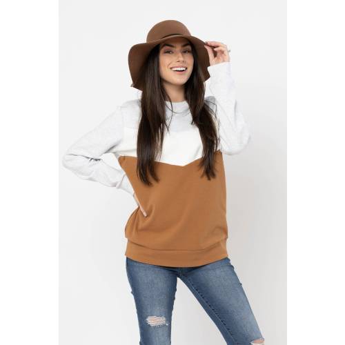 Sweetheart Nursing Sweatshirt For Breastfeeding - Hidden Zippers - Camel