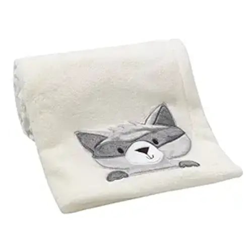 Bedtime Originals Friendly Forest Raccoon Blanket, Cream/Gray 30x40 Inch (Pack of 1)