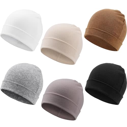 DRESHOW BQUBO 6 Pack Baby Beanie Hats for Unisex Infant Toddler Cotton Beanie Newborn Hospital Hat for Boys Girls 0-6 Months