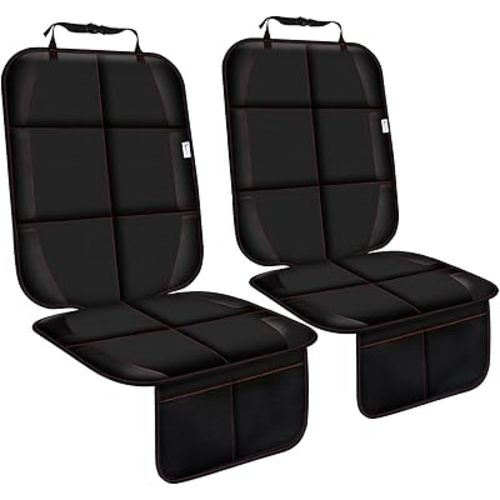 Car Seat Protector, Non-Slip Rubber Padded Backing Seat Protector for Child Seats, Waterproof Thickest Padding Car Seat Protector Under Baby Seat - No Imprint (Red-2pcs)