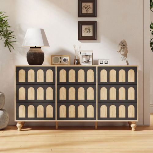 FUFU&GAGA Modern Horizontal Dresser with Press - to - Open Drawers and Arched Design