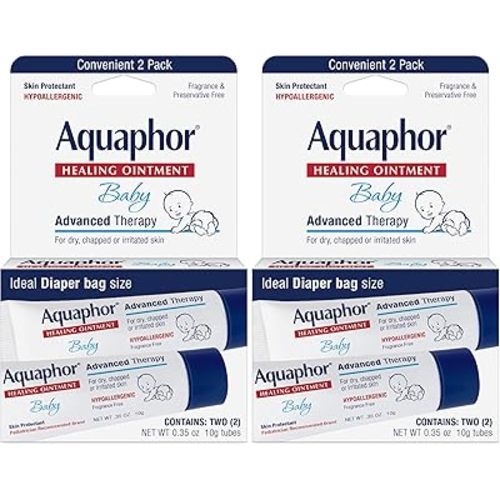 Aquaphor Baby Healing Ointment, To-Go Pack | Advanced Therapy | For Chapped Cheeks | For Diaper Rash | 2 Count Pack