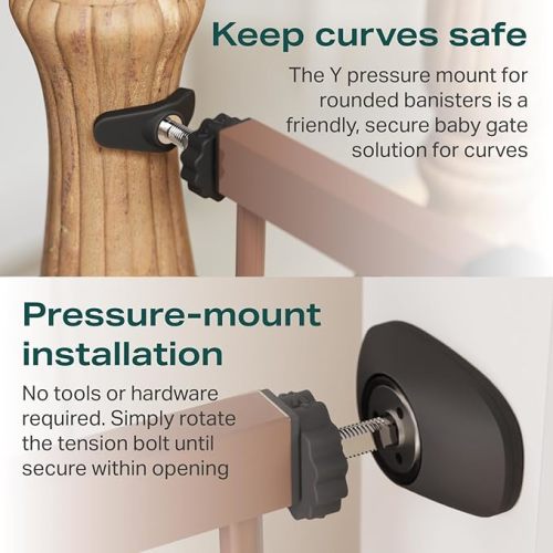 Cumbor 29.7-46" Baby Gate for Stairs, Mom's Choice Awards Winner-Auto Close Dog Gate for the House, Easy Install Pressure Mounted Pet Gates for Doorways, Easy Walk Thru Wide Safety Gate for Dog, Brown