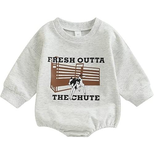 Hnyenmcko Western Baby Boy Girls Clothes Newborn Infant Cow Print Sweatshirt Romper Oversized Long Sleeve Bodysuit