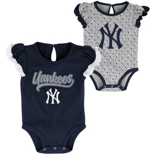 Girls Newborn New York Yankees Navy/Heathered Gray Scream & Shout Two-Pack Bodysuit Set
