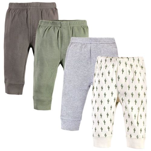 Touched by Nature Baby and Toddler Boy Organic Cotton Pants 4pk, Cactus, 3-6 Months