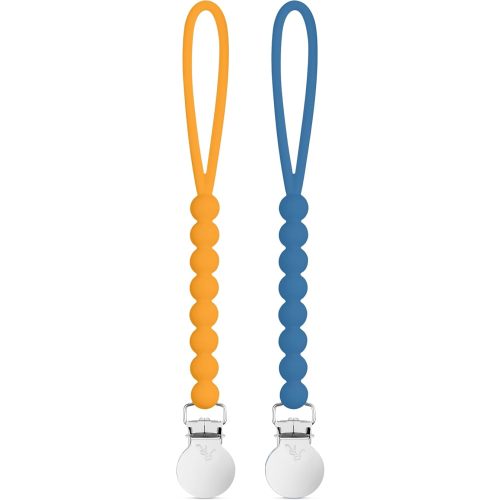 Ryan & Rose Cutie Clip 2 Pack - Pacifier Clip Holder Silicone (Judy-Mango/Judy-Stream)