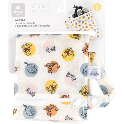 Bumkins Disney Waterproof Wet Dry Clutch Bag for Baby, Travel, Swim Suit, Cloth Diapers, Pump Parts, Pool, Gym Clothes, Toiletry, Hook to Stroller, Daycare, Packing Pouch, Zip Bag, Mickey and Minnie - Wet Bag - C2 Winnie and Friends