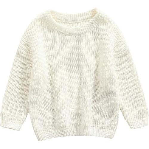 Karwuiio Toddler Baby Girl Boy Knit Sweater Round Neck Long Sleeve Pullover Sweatshirt Fall Winter Clothes