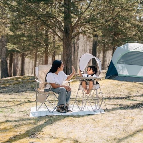 Baby Delight Go with Me Uplift Deluxe Portable High Chair | Travel High Chair | Sun Canopy | Indoor and Outdoor | Sandstone
