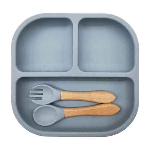 Baby Plates with Suction Silicone Divided Plates for Toddlers 3 Compartment Non Self Feeding Dishwasher Microwave Safe BPA Free Kids Plates for High Chairs Tables Travel 7.36x7.09 Inches