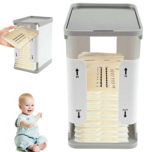 Evjurcn Breastmilk Freezer Organizer 1700ml Breast Milk Storage Organizer Reusable Breast Milk Storage Tower First in First Out Breastmilk Bag Organizer for Freezing Breastmilk Freezer
